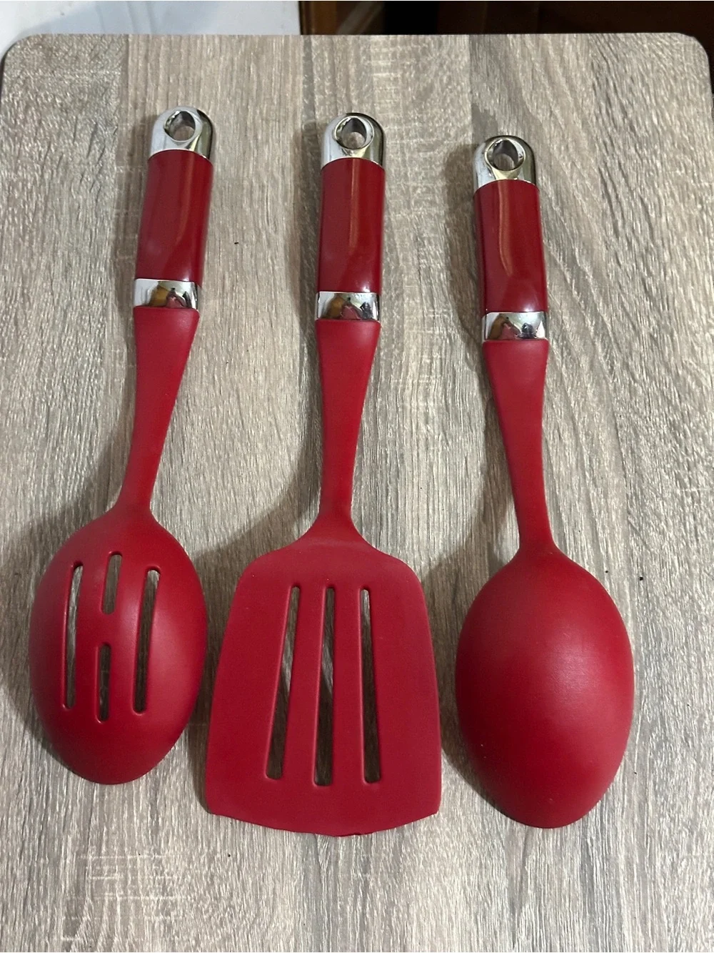 Lot Of 3 KitchenAid Kitchen Utensils Empire Red Spatula 2 Spoons Heat Safe
